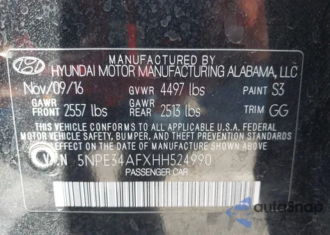 2017 Hyundai Sonata Sport z USA, uszkodzony, nr VIN 5NPE34AFXHH524990